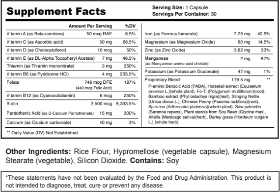 Neuro Pulse Pro Supplement Facts label listing vitamins, minerals, and the proprietary blend